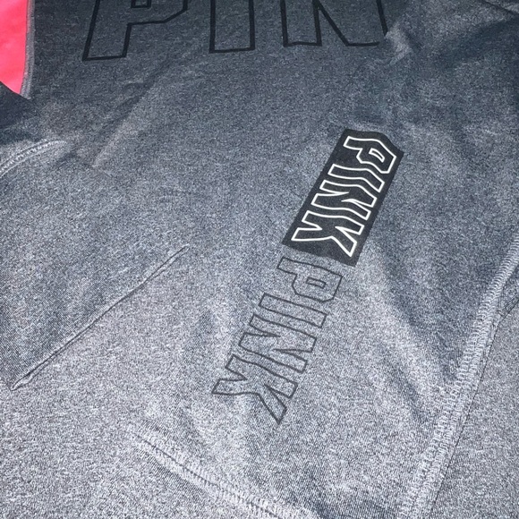 PINK GREY & HOT PINK PULLOVER THUMB HOLES SZ L QUARTER NECK ZIPPER - Picture 6 of 10